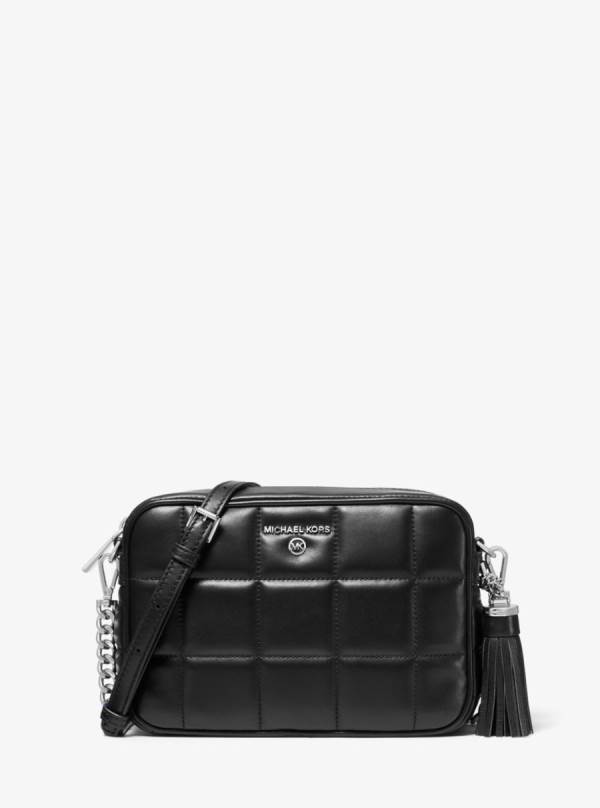 Damske Crossbody Kabelka Michael Kors Jet Set Medium Quilted Leather Camera Čierne - Kabelky Michael Kors Levně | EVAPI-9823